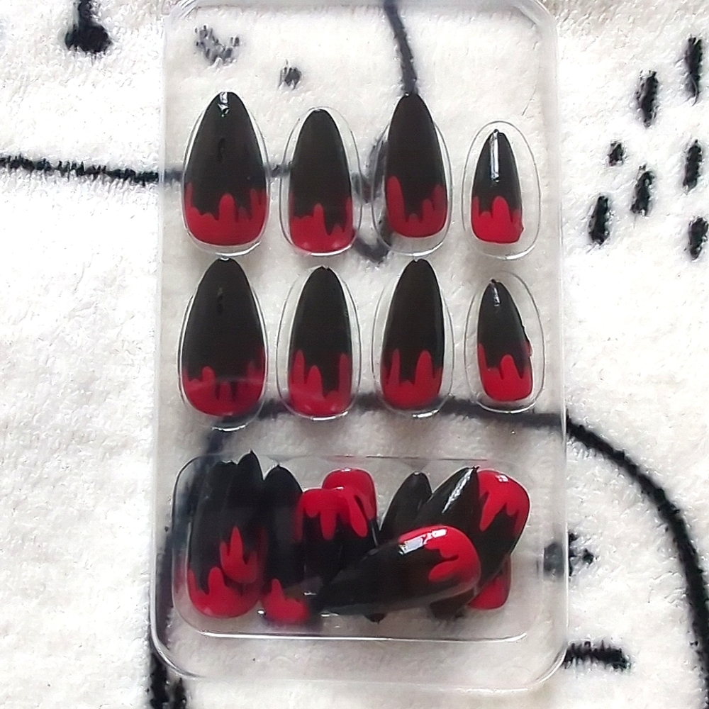 Blood Drop Halloween Almond Press On Nails